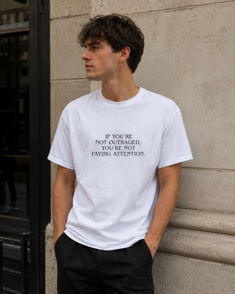 WakeIndia Awareness Quote T-Shirt – If You're Not Outraged You're Not Paying Attention