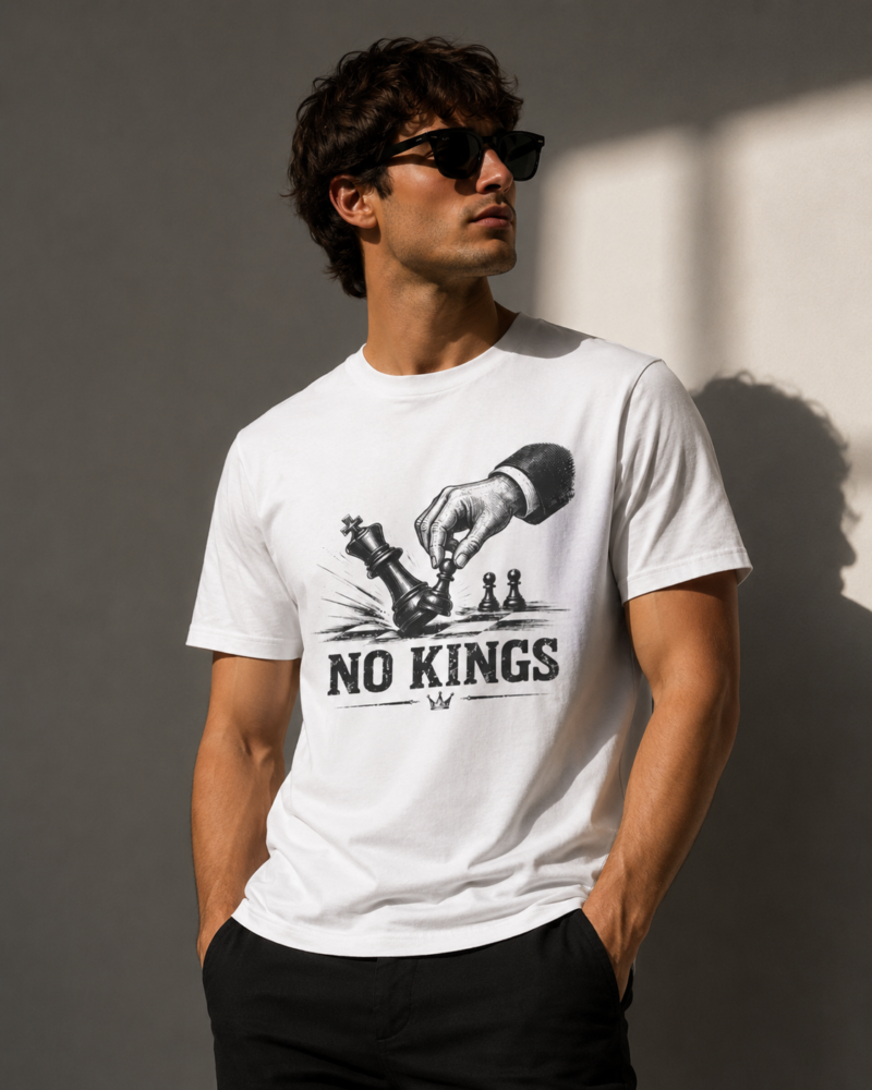 WakeIndia "No Kings" Cotton Round Neck Graphic T-Shirt | Equality & Freedom Statement Tee | Unisex All-Season Wear
